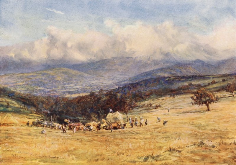 Brecknock Beacons, a Brecknock-Talgarth út felől (színes litográfia) alkotó: William Lionel (after) Wyllie