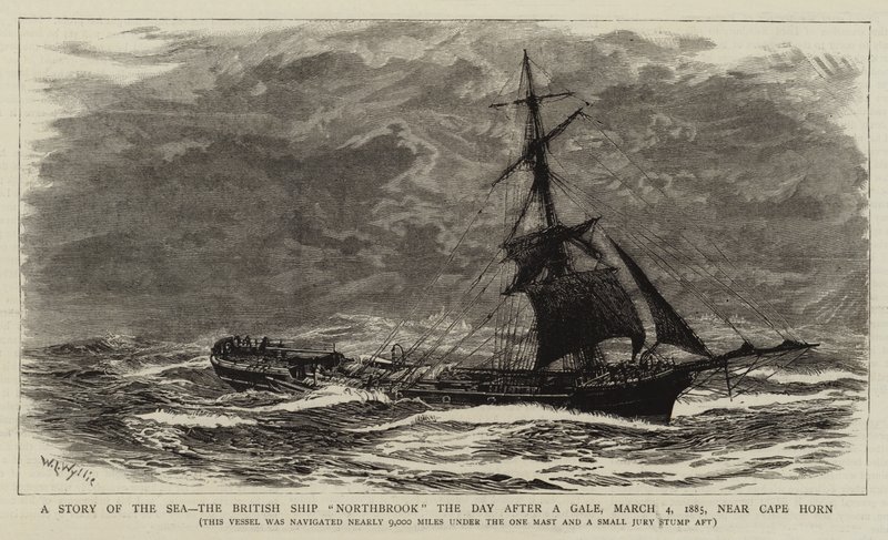 Történet a tengerről, a Northbrook brit hajó a gálát követő napon, 1885. március 4-én, a Horn-fok közelében alkotó: William Lionel Wyllie