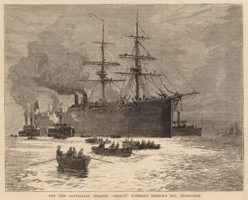 A New Australian Steamer Orient belép a melbourne-i Hobson