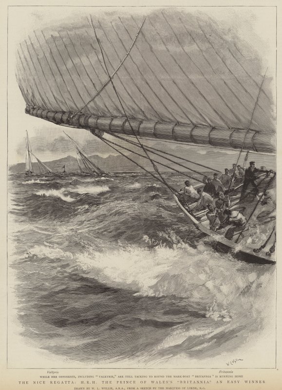 A Nice regatta, HRH A walesi herceg Britannia és könnyű győztes alkotó: William Lionel Wyllie