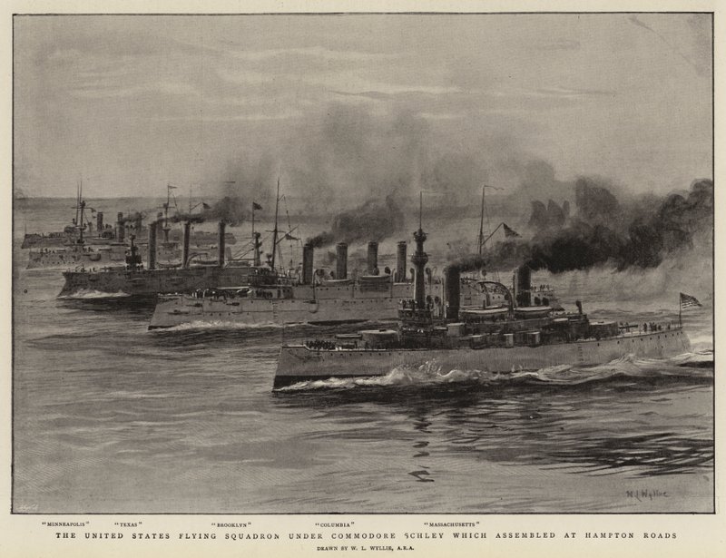 Az Egyesült Államok a Commodore Schley vezette osztagot, amely a Hampton Roads-on gyülekezett alkotó: William Lionel Wyllie