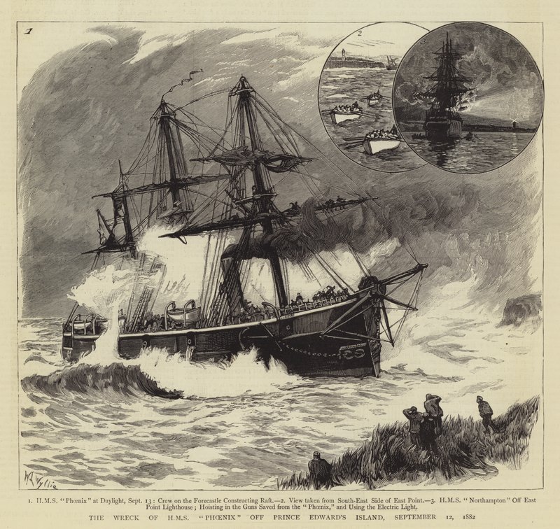 A HMS Phoenix roncsa a Prince Edward-szigetnél, 1882. szeptember 12 alkotó: William Lionel Wyllie