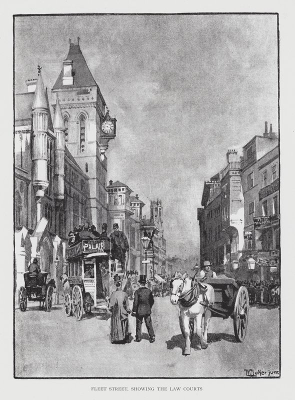 Fleet Street, a Törvényszékekkel (litho) alkotó: William Luker