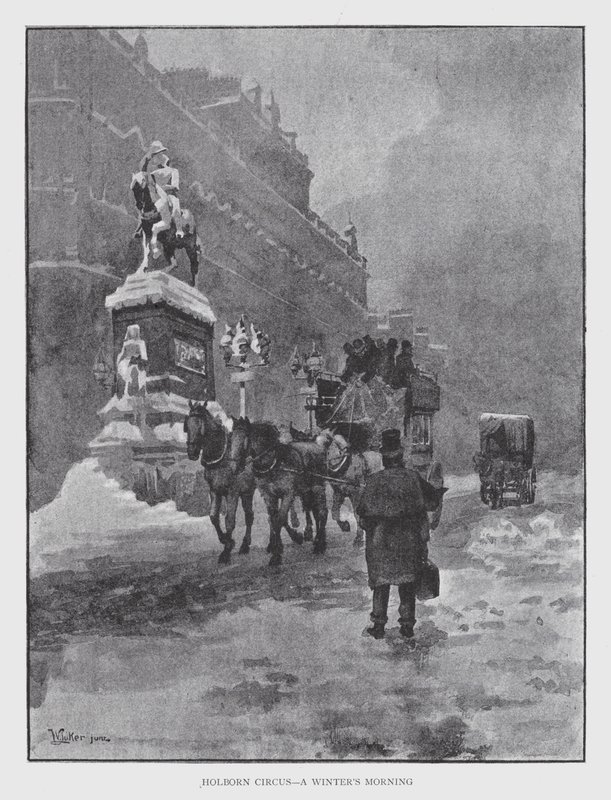 Holborn cirkusz, egy téli reggel (litho) alkotó: William Luker