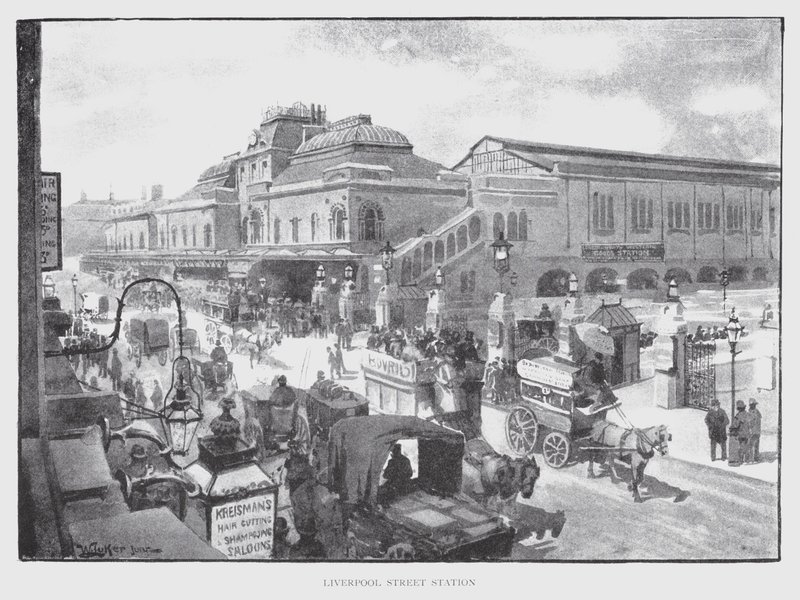 Liverpool Street állomás (litho) alkotó: William Luker
