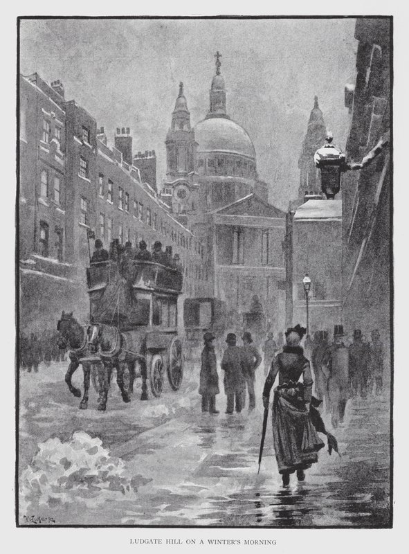 Ludgate Hill egy téli reggelen (litho) alkotó: William Luker