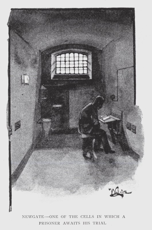 Newgate, az egyik cella, amelyben egy fogoly a tárgyalására vár (litho) alkotó: William Luker