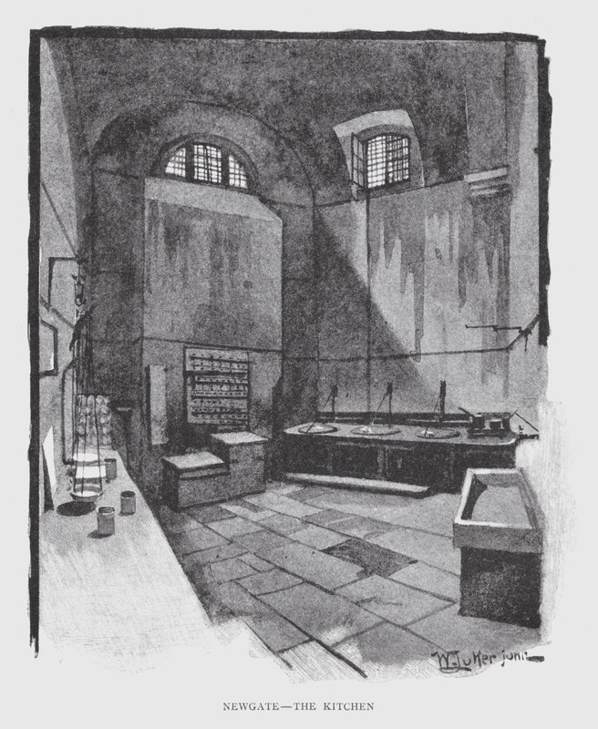 Newgate, a konyha (litho) alkotó: William Luker