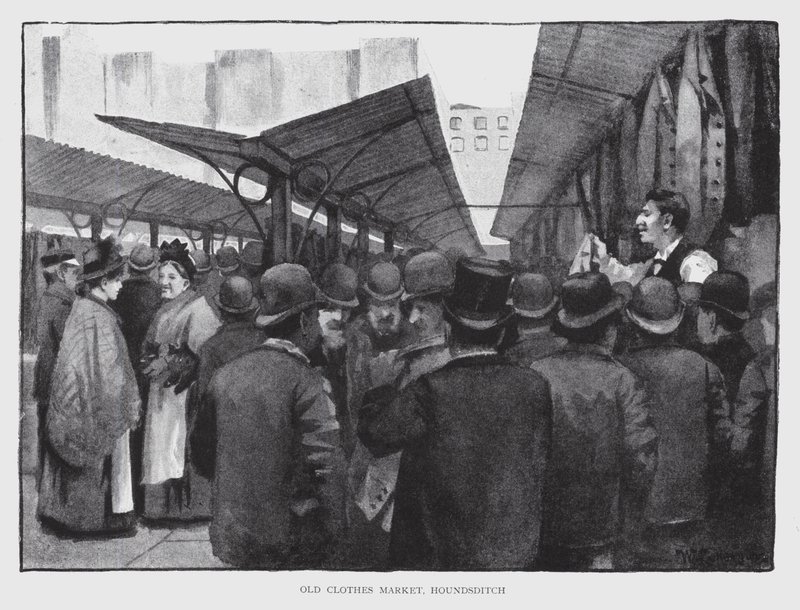 Régi ruhák piaca, Houndsditch (litho) alkotó: William Luker