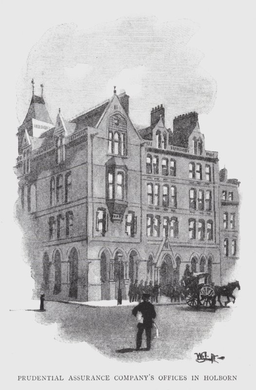 Prudential Assurance Company irodái Holbornban (litho) alkotó: William Luker