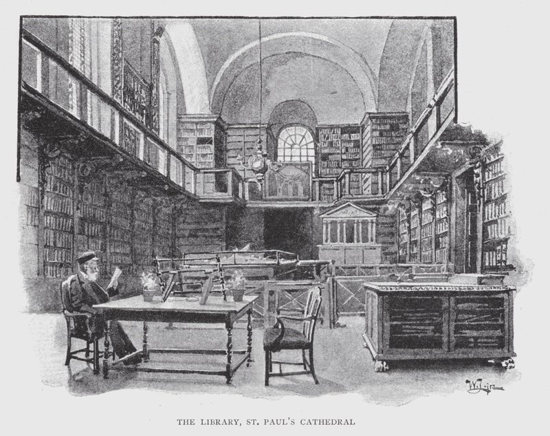 Könyvtár, Szent Pál-székesegyház (litho) alkotó: William Luker