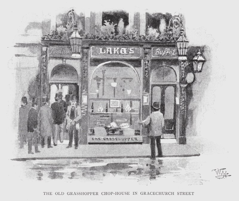 Az Old Grasshopper Chop-House a Gracechurch Street-ben (litho) alkotó: William Luker