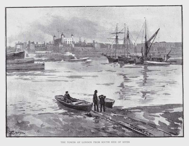 A londoni Tower a folyó déli oldaláról (litho) alkotó: William Luker