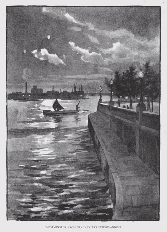 Westminster a Blackfriars hídról, éjszaka (litho) alkotó: William Luker