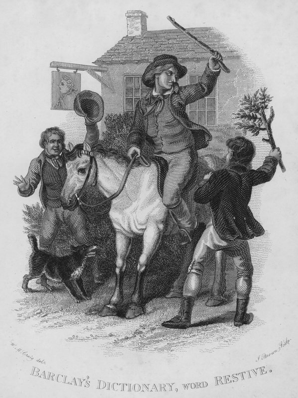 Barclays szótár, szó: Restive (metszet) alkotó: William Marshall (after) Craig