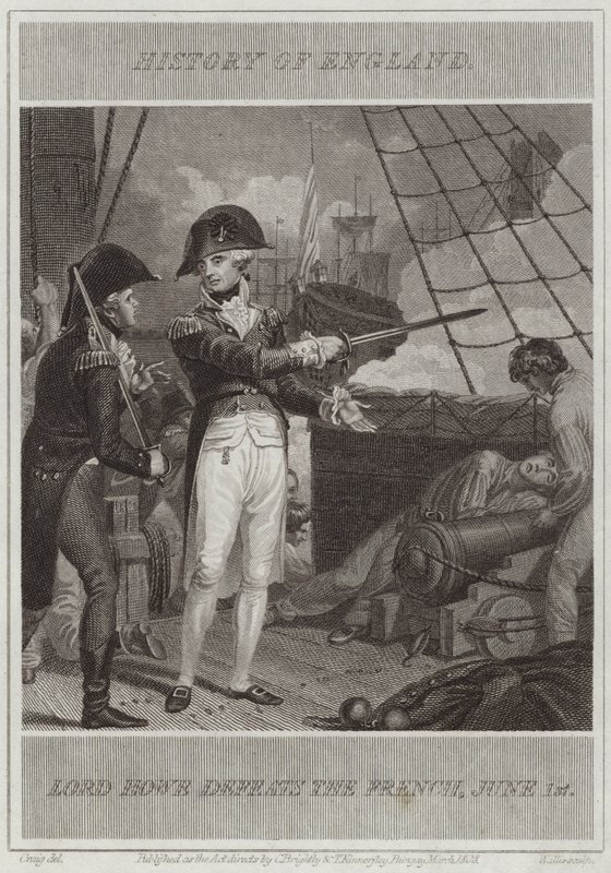 Lord Howe legyőzi a franciákat alkotó: William Marshall Craig