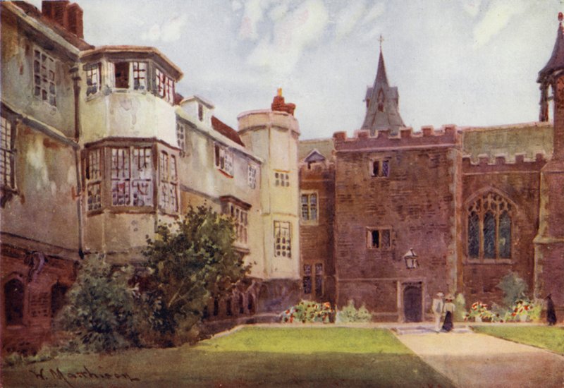 Egy régi udvar a Queens College-ban alkotó: William Matthison