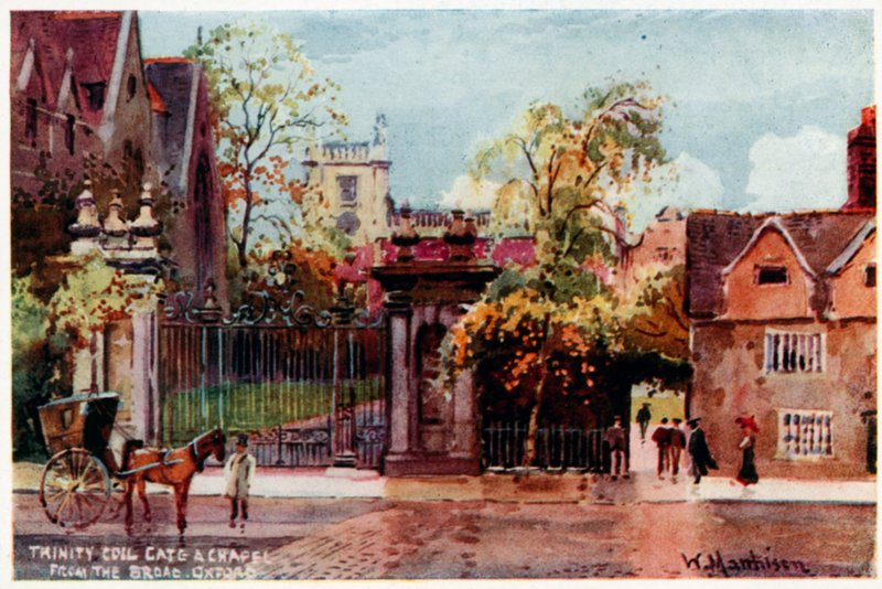 Trinity College, kapu és kápolna, a Broad St alkotó: William Matthison