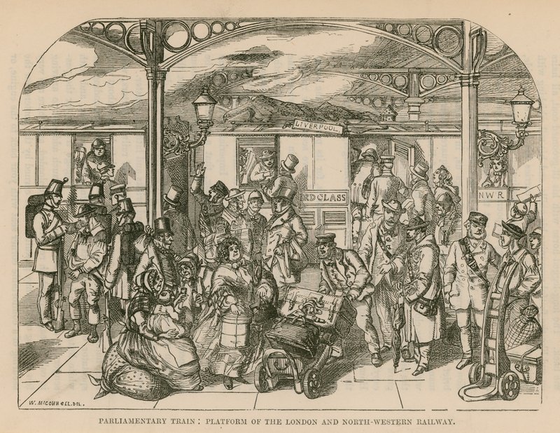 Parlamenti vonat: a londoni és északnyugati vasút platformja, London alkotó: William McConnell