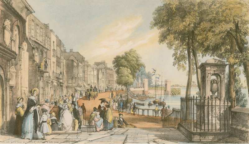 Chelsea a régi templom egy részével és Sir Hans Sloane sírjával alkotó: William Parrott