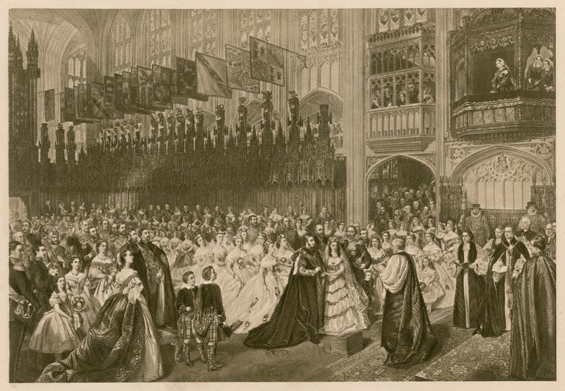 A walesi herceg és Alexandra dán hercegnő házassága, Szent György-kápolna, Windsori kastély alkotó: William Powell (after) Frith