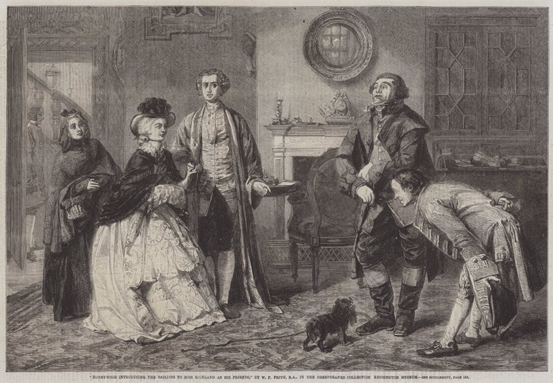 Honeywood bemutatja a végrehajtókat Miss Richlandnek, mint barátait alkotó: William Powell Frith