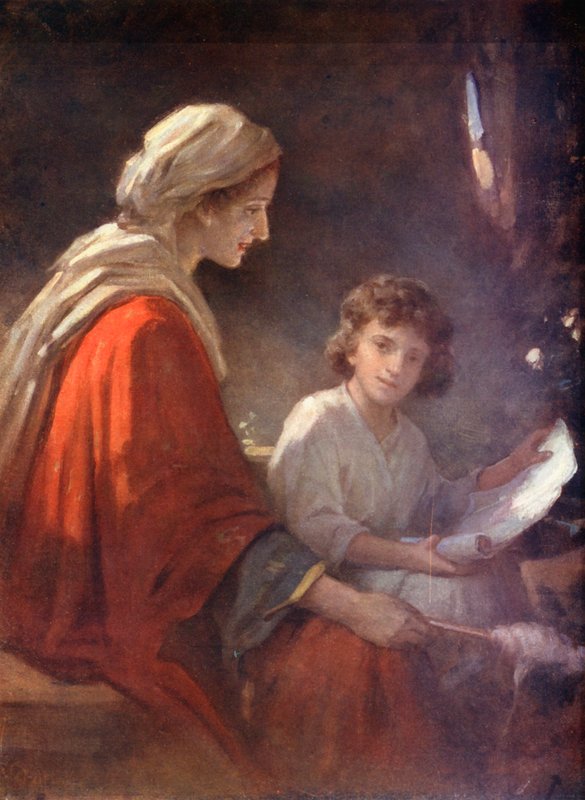 Mária és a gyermek Jézus, Lukács ii, 39, 40 (színes litográfia) alkotó: William Pratt