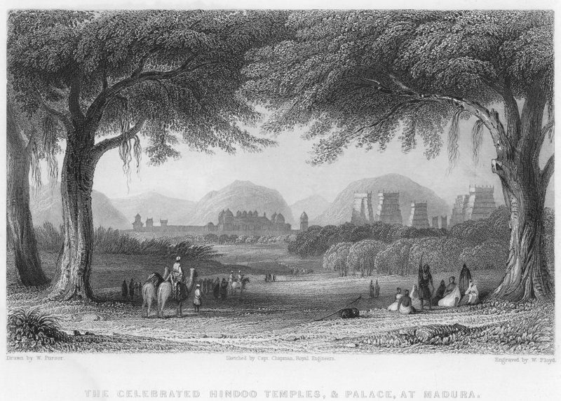 Az ünnepelt hindu templomok és palota Madurában (metszet) alkotó: William Purser