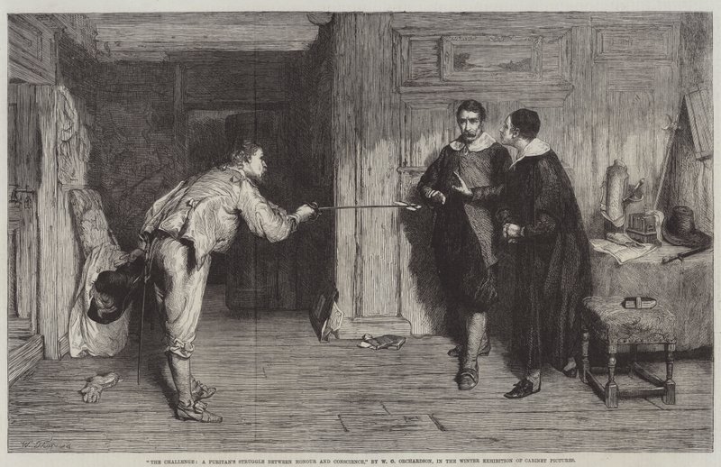 A kihívás, a puritánok küzdelme a becsület és a lelkiismeret között alkotó: William Quiller Orchardson