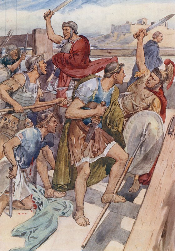 Caius Gracchus üldözése (színes litó) alkotó: William Rainey