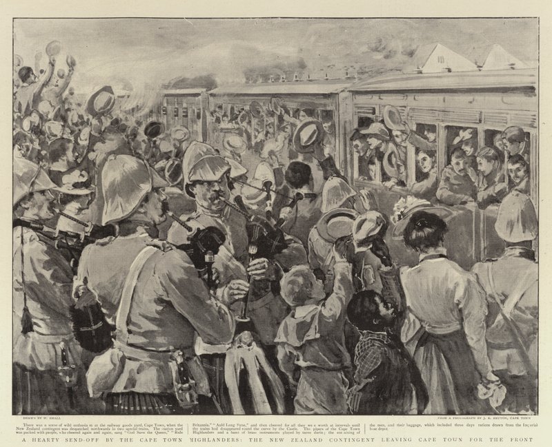 A Cape Town Highlanders kiadós küldetése, az új-zélandi kontingens elhagyja Fokvárost a frontra alkotó: William Small