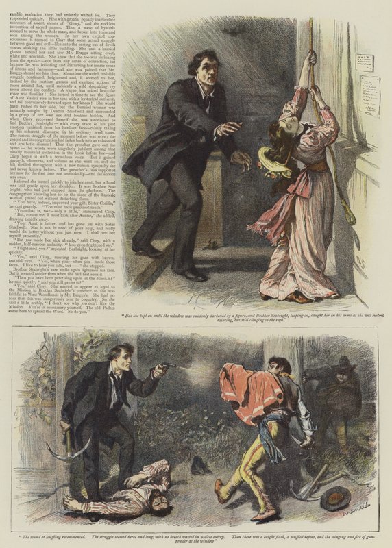 Illusztráció A West Woodlands epizódjához, Bret Harte (chromolitho) alkotó: William Small