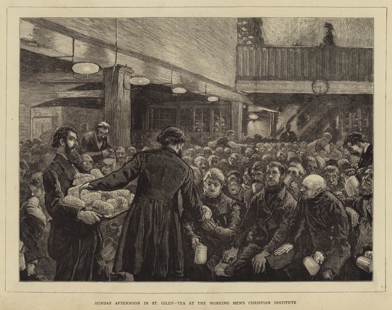 Vasárnap délután St Giles-ben, tea a Working Men