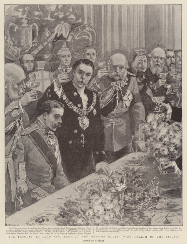 A lakoma Lord Kitchenernek a Mansion House-ban, A Sirdar egészsége alkotó: William Small