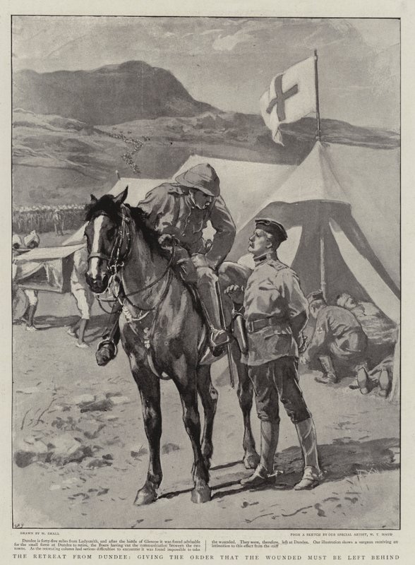 A visszavonulás Dundee-ból, a sebesültek hátrahagyásának elrendelése. alkotó: William Small