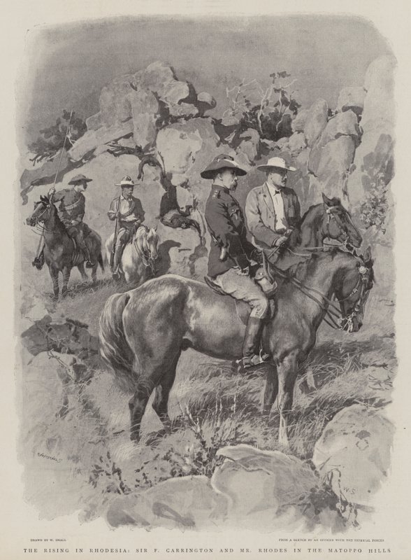 A rodéziai felkelés, Sir F Carrington és Mr Rhodes a Matoppo Hillsben alkotó: William Small
