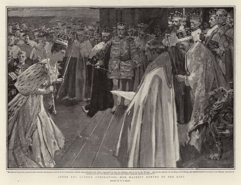 A királyné koronázása után őfelsége meghajol a király előtt alkotó: William T. Maud