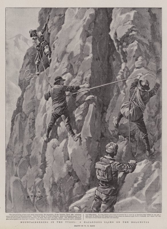 Hegymászás Tirolban, veszélyes hegymászás a Dolomitokon alkotó: William T. Maud
