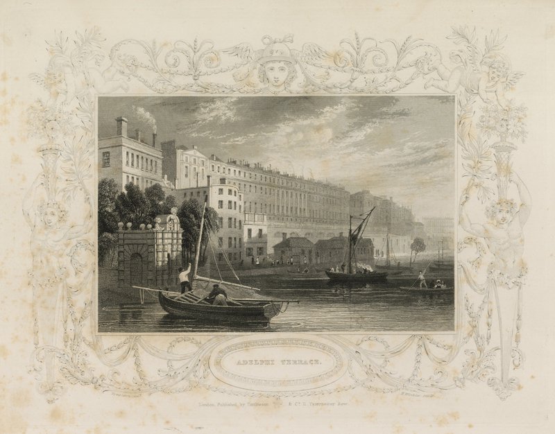 Adelphi Terrace, beleértve a Water Gate-t, York Buildings, London alkotó: William Tombleson