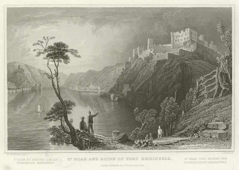 St Goar és a Rheinfels-erőd romjai alkotó: William Tombleson
