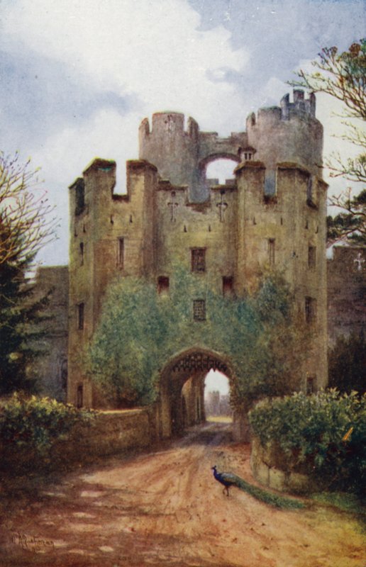 Warwick kastély: Drawbridge és Portcullis (színes litho) alkotó: William W. Quatremain