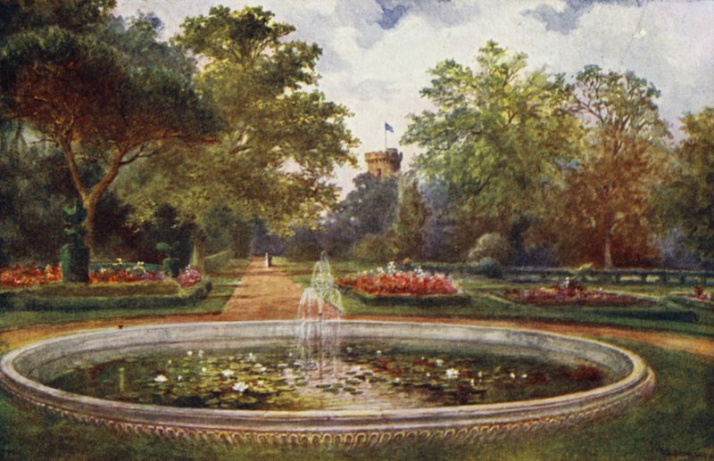 Warwick kastély: Terrace Walk (színes litho) alkotó: William W. Quatremain
