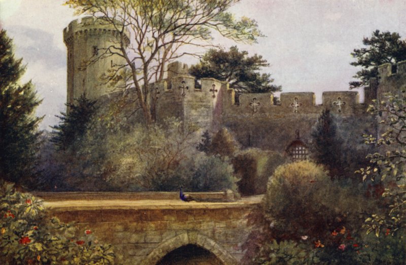 Warwick kastély: The Moat Bridge (színes litho) alkotó: William W. Quatremain