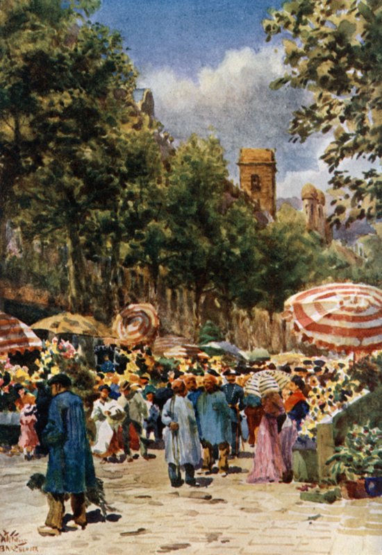 Barcelona, a Rambla (színes litó) alkotó: William Wiehe Collins
