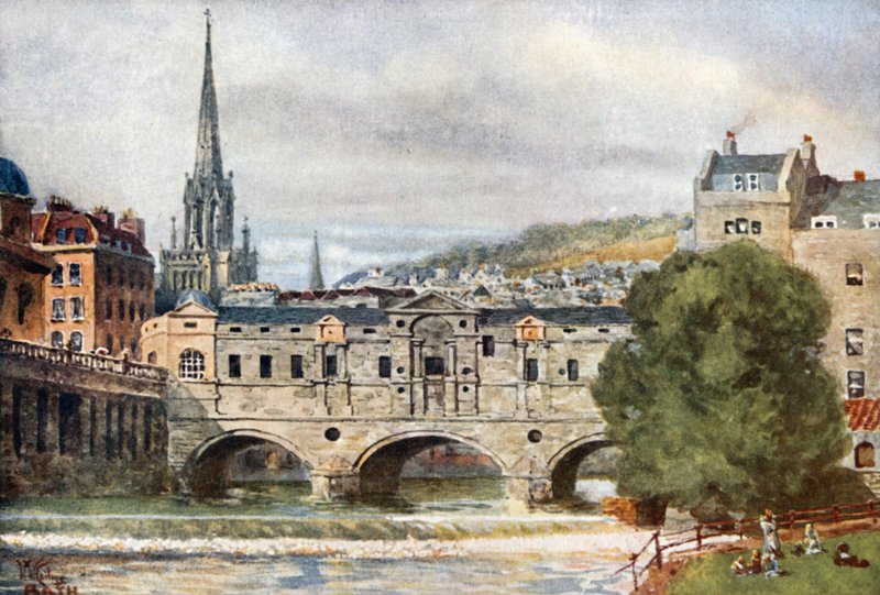 Bath, Pulteney Bridge (színes litho) alkotó: William Wiehe Collins