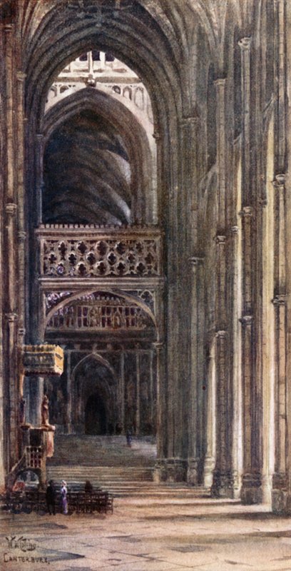 Canterbury, a hajó belseje (színes litó) alkotó: William Wiehe Collins
