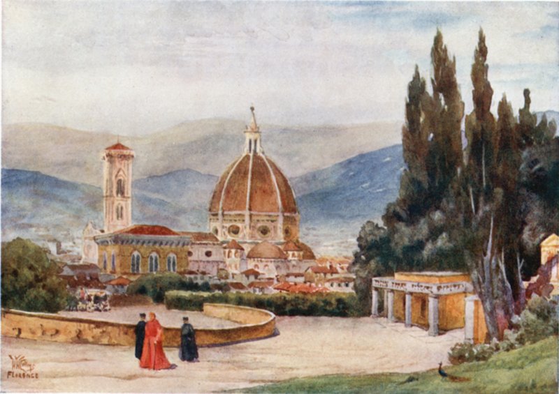 Firenze. A Dóm, a Boboli-kertből (színes litó) alkotó: William Wiehe Collins