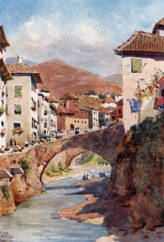 Granada, Calle del Darro (színes litho) alkotó: William Wiehe Collins