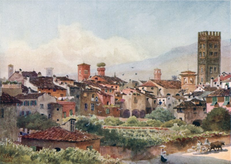 Lucca. A városfalakról (színes litó) alkotó: William Wiehe Collins
