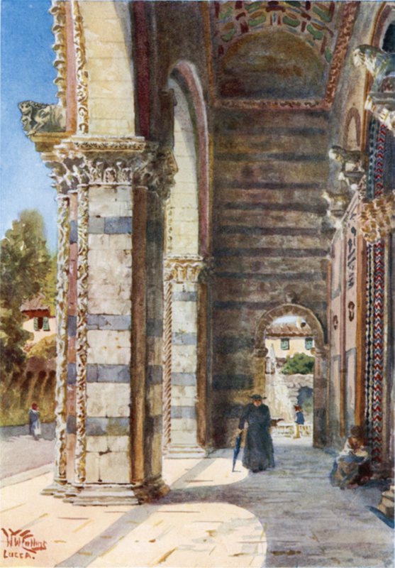 Lucca. A katedrális tornáca (színes litó) alkotó: William Wiehe Collins